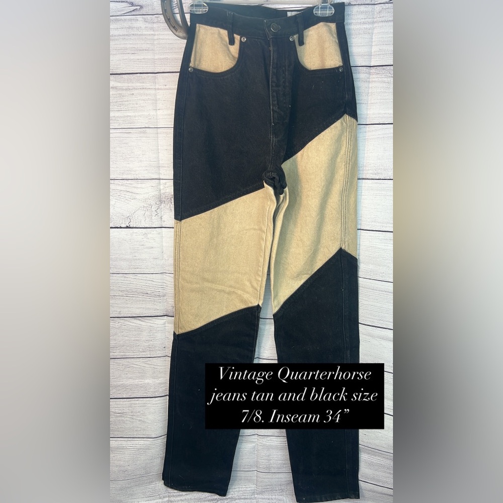 Vintage Quarterhorse jeans . Black and Tan. Great condition size 7/8 34”
